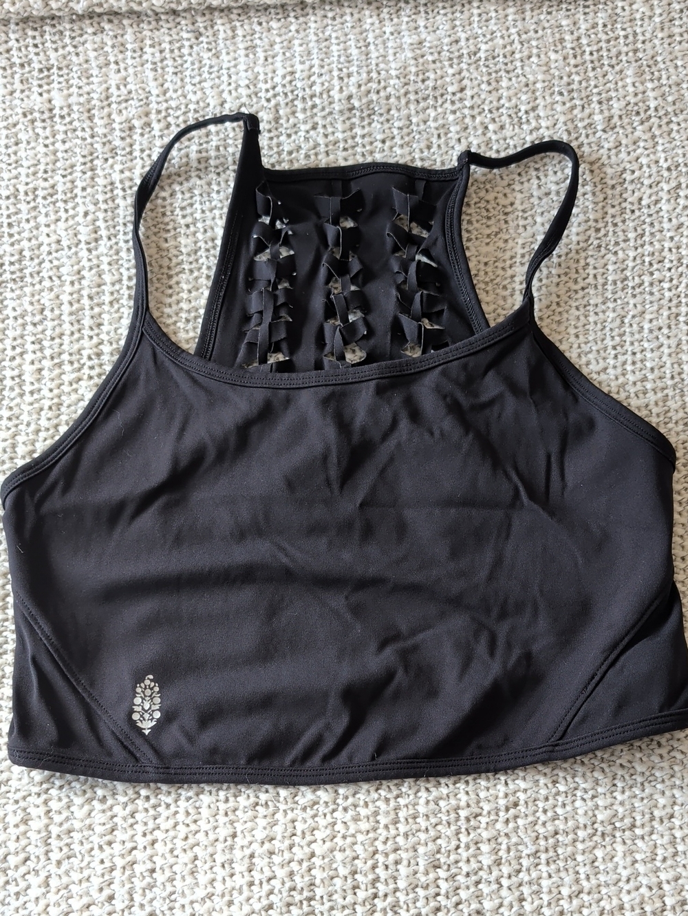 FP Movement by Free People Black Strappy Back Cropped Tank
